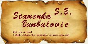 Stamenka Bunbulović vizit kartica